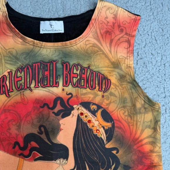 The Travel Collection art nouveau graphic tank top orange red sleeveless size L - Picture 3 of 8